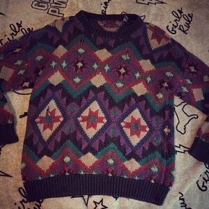 Geometric Patterned Sweater - Multicolor